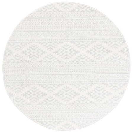 Safavieh 8 x 8 ft. Tulum Global Round Power Loomed Rug; Ivory & Light Grey TUL272G-8R